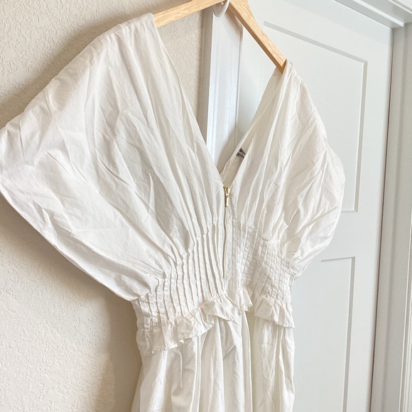 Anthroplogie V-Neck Zip-Front Midi Dress White Medium - Picture 6 of 12
